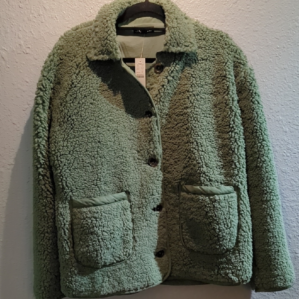 Jcrew Green Sherpa Jacket